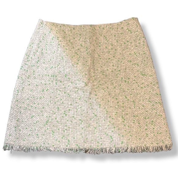 PAULE KA Paris Off White & Green with Fringe  Skirt ~  M ~ "sample" ~   NEW - Picture 5 of 11